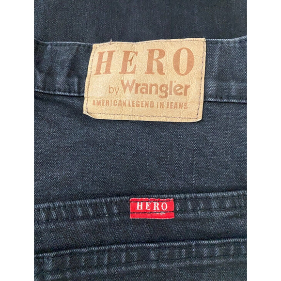 Hero By Wrangler Size W32 L34 Black Denim Jeans Mens Straight Leg 5 Pockets - Picture 5 of 6
